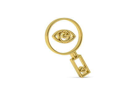 Golden 3d search icon isolated on white background - 3D renderの写真素材