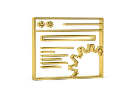 Golden 3d website settings icon isolated on white background - 3D renderの写真素材
