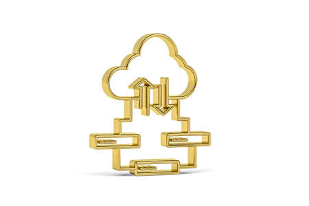 Golden 3d networking icon isolated on white background - 3D renderの写真素材