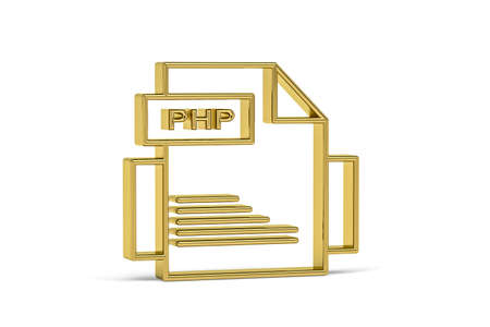 Golden 3d PHP icon isolated on white background - 3D renderの写真素材