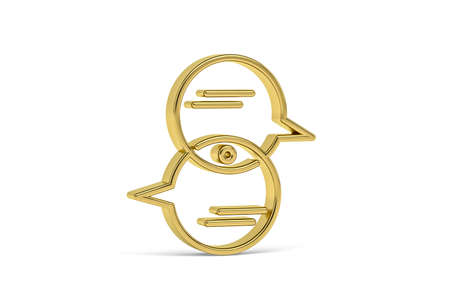 Golden 3d chat icon isolated on white background - 3D renderの写真素材