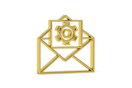 Golden 3d email settings icon isolated on white background - 3D renderの写真素材