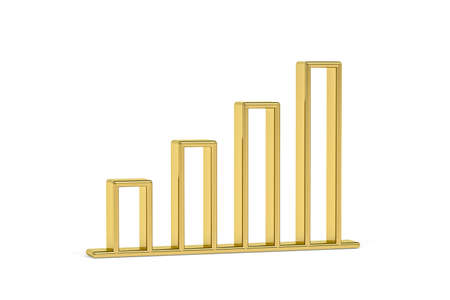 Golden 3d graph icon isolated on white background - 3D renderの写真素材