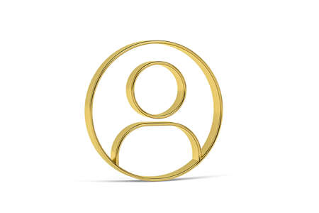 Golden 3d profile icon isolated on white background - 3D renderの写真素材