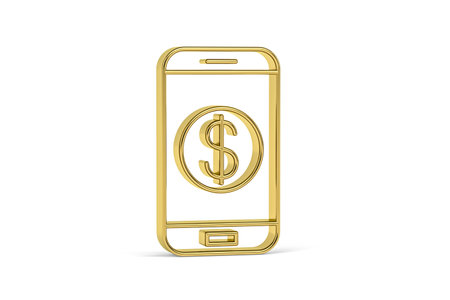 Golden 3d online banking icon isolated on white background - 3D renderの写真素材