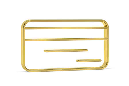 Golden 3d credit card icon isolated on white background - 3D renderの写真素材