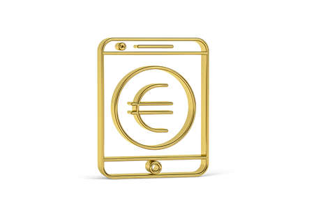 Golden 3d online banking icon isolated on white background - 3D renderの写真素材