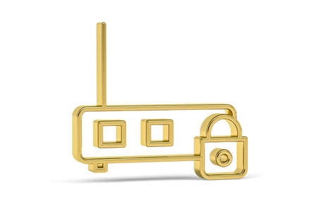 Golden 3d  router icon isolated on white background - 3D renderの写真素材