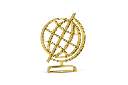 Golden 3d globe icon isolated on white background - 3D renderの写真素材