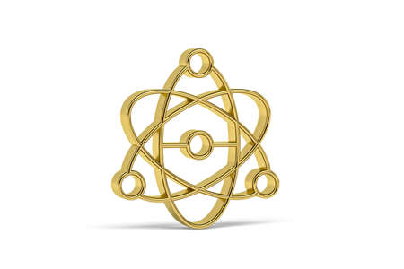 Golden 3d nuclear icon isolated on white background - 3D renderの写真素材