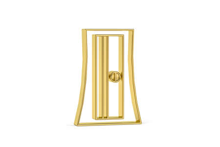 Golden 3d cupboard icon isolated on white background - 3D renderの写真素材