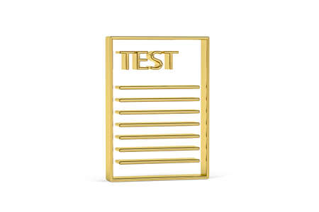 Golden 3d test icon isolated on white background - 3D renderの写真素材