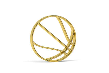 Golden 3d basketball icon isolated on white background - 3D renderの写真素材