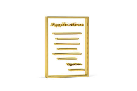 Golden 3d application icon isolated on white background - 3D renderの写真素材