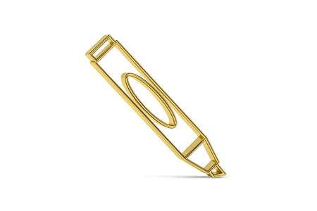 Golden 3d marker icon isolated on white background - 3D renderの写真素材