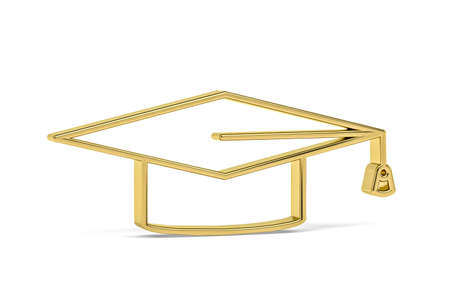 Golden 3d biretta icon isolated on white background - 3D renderの写真素材