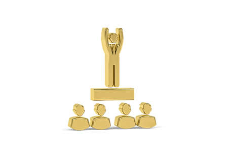 Golden 3d conference icon isolated on white background - 3D renderの写真素材