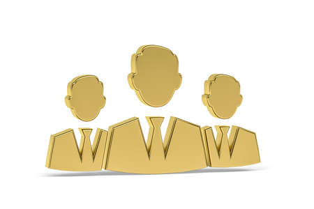 Golden 3d businessmen icon isolated on white background - 3D renderの写真素材