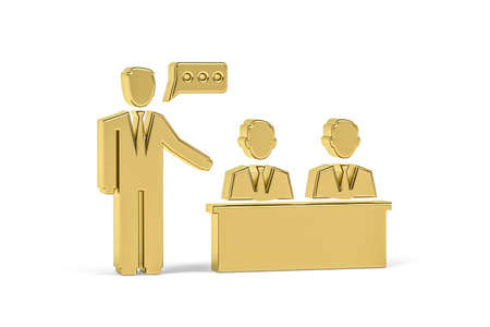 Golden 3d businessmen icon isolated on white background - 3D renderの写真素材