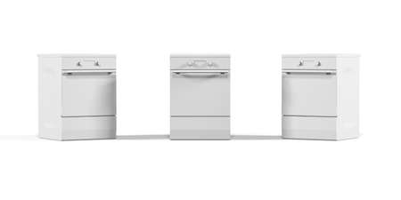 Freestanding stove mockup isolated on white background - 3D renderの写真素材