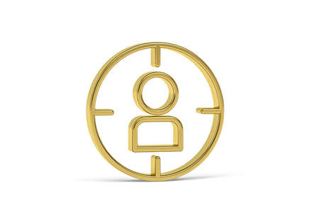 Golden 3d target icon isolated on white background - 3D renderの写真素材