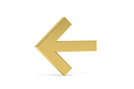 Golden 3d arrow icon isolated on white background - Signs at the airport - 3D renderの写真素材
