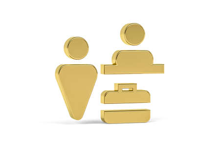Golden 3d check in icon isolated on white background - Signs at the airport - 3D renderの写真素材