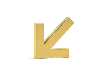 Golden 3d arrow icon isolated on white background - Signs at the airport - 3D renderの写真素材