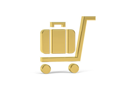 Golden 3d porter service icon isolated on white background - Signs at the airport - 3D renderの写真素材