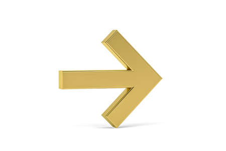 Golden 3d arrow icon isolated on white background - Signs at the airport - 3D renderの写真素材