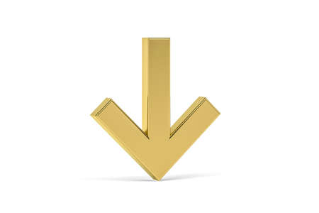 Golden 3d arrow icon isolated on white background - Signs at the airport - 3D renderの写真素材