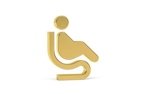 Golden 3d lounges icon isolated on white background - Signs at the airport - 3D renderの写真素材