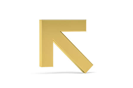 Golden 3d arrow icon isolated on white background - Signs at the airport - 3D renderの写真素材