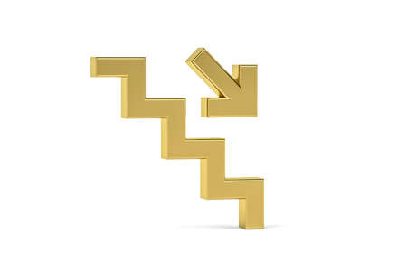 Golden 3d stairs icon isolated on white background - Signs at the airport - 3D renderの写真素材