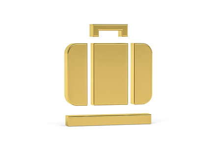 Golden 3d baggage hall icon isolated on white background - Signs at the airport - 3D renderの写真素材