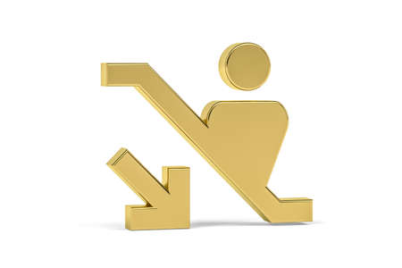 Golden 3d escalator icon isolated on white background - Signs at the airport - 3D renderの写真素材