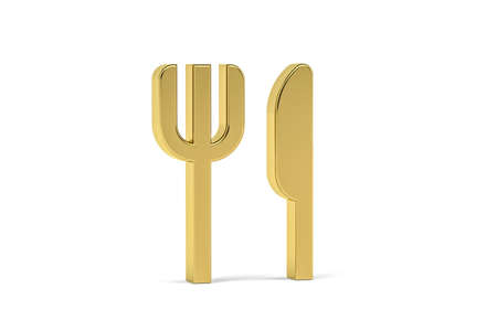 Golden 3d food corner icon isolated on white background - Signs at the airport - 3D renderの写真素材