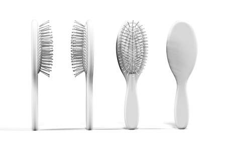 Hairbrush mockup isolated on a white background - 3D renderの写真素材
