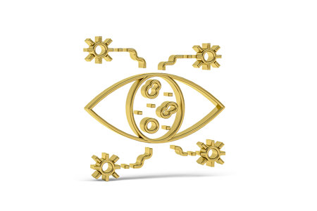 Golden 3d covid prevention icon isolated on white background - Life during the coronavirus epidemic - 3D renderの写真素材