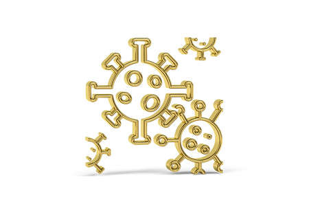 Golden 3d covid prevention icon isolated on white background - Life during the coronavirus epidemic - 3D renderの写真素材