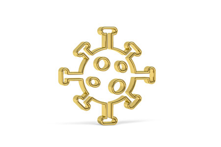 Golden 3d covid prevention icon isolated on white background - Life during the coronavirus epidemic - 3D renderの写真素材