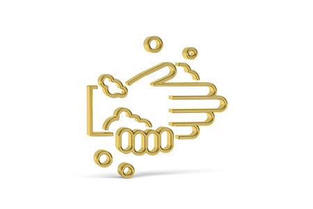 Golden 3d covid prevention icon isolated on white background - Life during the coronavirus epidemic - 3D renderの写真素材