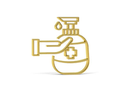 Golden 3d covid prevention icon isolated on white background - Life during the coronavirus epidemic - 3D renderの写真素材