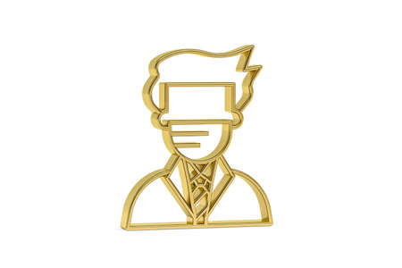 Golden 3d covid prevention icon isolated on white background - Life during the coronavirus epidemic - 3D renderの写真素材