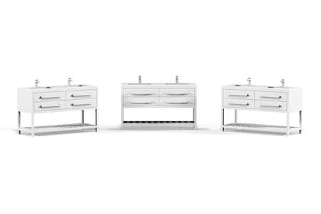 Bathroom cabinet mockup isolated on white background - 3d renderの写真素材