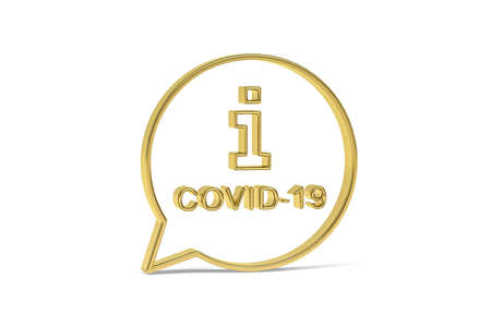 Golden 3d covid prevention icon isolated on white background - Life during the coronavirus epidemic - 3D renderの写真素材