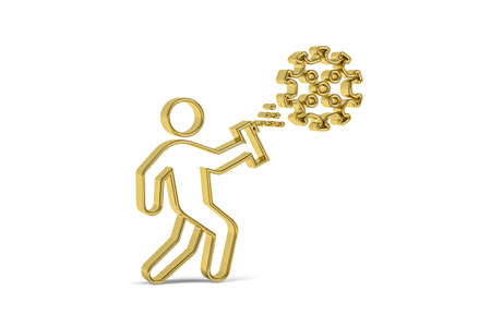 Golden 3d prevention icon isolated on white background - Life during the epidemic - 3D renderの写真素材