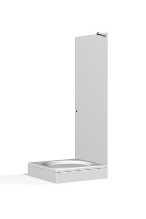 Shower cubicle mockup isolated on a white background - 3d renderの写真素材