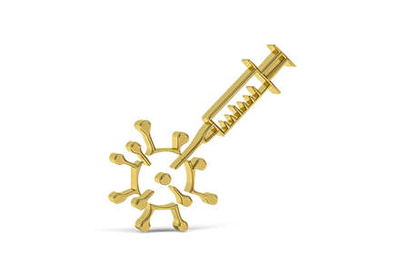 Golden 3d vaccination icon on white background - vaccination - 3D renderの写真素材
