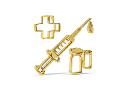 Golden 3d vaccination icon on white background - vaccination - 3D renderの写真素材